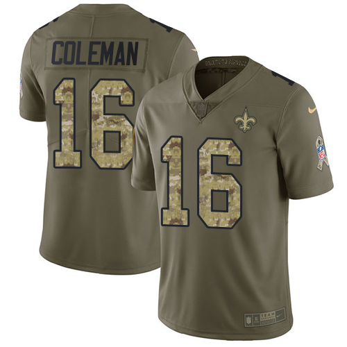 Nike Saints #16 Brandon Coleman Olive/Camo Men's Stitched NFL Limited Salute To Service Jersey